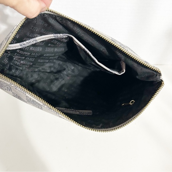 Steve Madden Checked Pattern Zipped Fully Lined Faux Leather Clutch Pouch 🖤🤍 - Picture 12 of 12
